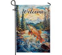 Drapeau De Pirate Pêche À La Truite, Nature, Art, Été, Rustique Drapeaux Résistants Aux Intempéries Double Couture Bannière Extérieure Pour Décorations Fête Intérieur 70X102Cm