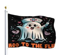 Drapeau De Pirate Personnalisé Drapeaux Le Drôle De Docteur Fantôme Dit « Bouh » À La Grippe Pour Halloween Avec Œillets Bruant Pour Manif Anniversaire Fête 90X150Cm