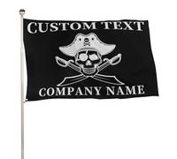 Drapeau de pirate personnalisé pour extérieur, jardin, cour, maison, terrasse, nom personnalisé tête de mort, bateau, bannière de fête à thème nautique, décoration extérieure, cadeau pour femme, homme