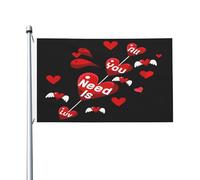 Drapeau De Pirate Résistant À La Décoloration Drapeaux Joyeuses Saint Valentin, Tout Ce Dont Vous Avez Besoin, C'Est De Cœurs D'Amour Avec Œillets Bruant Pour Décorations Maison 90X150Cm
