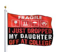 Drapeau De Pirate Résistants Aux Intempéries Drapeaux Fragile Je Viens De Déposer Ma Fille À L'Université Parents Renforcé Bannière Extérieure Pour Événements Maison Célébration 90X150Cm