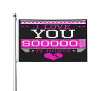 Drapeau De Pirate Résistants Aux Intempéries Drapeaux Je T'Aime Tellement Que Ça Fait Mal. Journée De L'Amour. Décoratifs Bruant Pour Célébration Jardin Balcon 90X150Cm