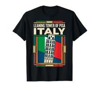 Drapeau de Pise Italie Tour penchée Monument Art rétro T-Shirt