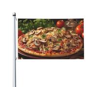 Drapeau de pizza avec champignons et tomates sur le dessus, 9,6 x 1,5 m, drapeaux de jardin double face, drapeaux de maison avec œillets en laiton, bannière de vœux qui ne se décolore pas, décoration