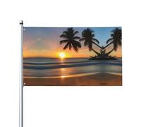 Drapeau de plage coucher de soleil. Imprimé sur un seul côté, 0,9 x 1,5 m, léger et fluide, adapté pour une utilisation en intérieur et en extérieur.
