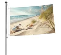 Drapeau de plage et de bord de mer 61 x 0,9 m avec impression double face pour l'extérieur, les vacances, bannière cadeau avec œillets, toile de fond pour photo pour décoration intérieure et