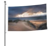 Drapeau de plage imprimé dunes de 1,5 x 2,4 m pour jardin, festival, maison, extérieur, décoration de Pâques en tissu