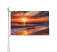 Drapeau de plage lever du soleil - 91 x 152 cm - Double face - Vertical - Bannière de vacances saisonnières avec œillets en laiton - Toile de fond pour photo - Drapeau de cour pour intérieur et