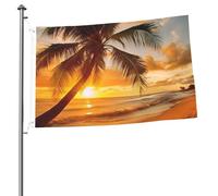 Drapeau de plage tropicale, palmier, coucher de soleil, 6,1 x 0,9 m, imprimé double face, drapeau de jardin, drapeau de cour pour l'extérieur, les vacances, bannière cadeau avec œillets pour