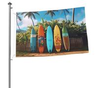 Drapeau de planche de surf Surf's Up - 6 x 91 cm - Impression double face - Drapeau de jardin pour l'extérieur - Bannière cadeau avec œillets - Toile de fond pour photo pour décoration intérieure et