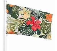 Drapeau de Plante Décor 0,9 x 1,5 m Feuille Feuillage Floral Palmier Jungle Tropicale Nature Palmier Botanique Exotique Polyester Motif Imprimé Décoration Extérieure pour Maisons et Jardins