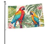 Drapeau de plantes tropicales et perroquets 6,1 x 91 cm avec impression double face pour l'extérieur, les vacances, bannière cadeau avec œillets pour décoration intérieure et extérieure