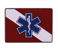 Drapeau de plongeur vers le bas - Rouge et blanc - Pour ambulanciers médicaux d'urgence - Étoile de la vie - 3 cm - En émail, 1.2 Inches, Métal, émail