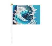 Drapeau de poche imprimé vagues de l'océan, compact et léger, adapté pour les défilés, les événements et le soutien des fans