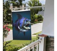 Drapeau de poisson cool de 61 cm x 0,9 m pour extérieur et intérieur, printemps, été, automne, hiver, drapeaux de jardin avec œillets verticaux double face pour décorations de cour