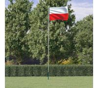 Drapeau de Pologne avec mât en aluminium de 6,08 m, réglable en hauteur, résistant aux intempéries, avec support et corde pour jardin, balcon, terrasse, fête, festival, décoration