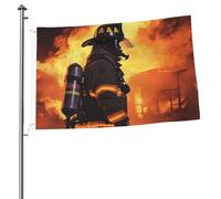 Drapeau de pompier flamme, 6 x 0,9 m, imprimé double face, drapeau de jardin, drapeau de cour pour l'extérieur, les vacances, bannière cadeau avec œillets, toile de fond pour photo pour décoration
