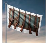 Drapeau de porche avec cinq armes à feu vintage - Décorations d'automne - Drapeau de jardin amusant (60 x 90 cm)