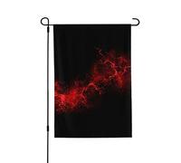 Drapeau de porche double face explosion rouge noir 71 x 102 cm, bannière extérieure durable pour jardin, pelouse, décoration saisonnière