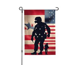 Drapeau de porche double face pour le jour commémoratif des soldats militaires américains 71 x 102 cm, bannière d'extérieur durable pour jardin, pelouse, décoration saisonnière