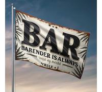 Drapeau de porche vintage : « Barender Is Always Reach My Award - Rule 1 » Drapeau amusant pour dortoir universitaire (152 x 244 cm)