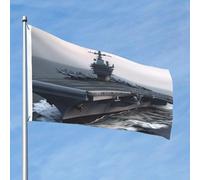 Drapeau de porte-avions double face de 61 cm x 0,9 m - Ne se décolore pas - Drapeau de jardin avec bannière extérieure en laiton - Décoration pour cour, porche, pelouse