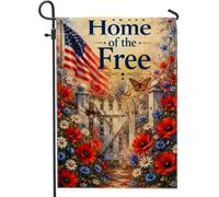 Drapeau de porte de jardin, patriotique rustique, papillon, coquelicots, été, toile de jute rouge, double face, petit drapeau de jardin pour extérieur, porche, pelouse, terrasse, 30,5 x 45,7 cm