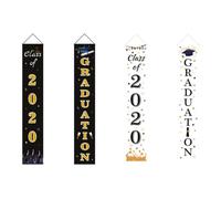 Drapeau de Porte Remise des Diplômes Noir Oxford Cloth Class Of 2020 | Rideau de Porte de Remise de Diplômes, Tige et Corde Incluses, pour Fête
