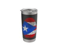Drapeau de Porto Rico ADN Empreinte digitale Patrimoine Ancestry PR Gobelet isotherme en acier inoxydable double paroi