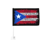Drapeau de Porto Rico avec villes et villages (2) - Clip de fenêtre pour voiture - Décoration de protection solaire - Bannière double face 30 x 45 cm pour camion