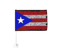Drapeau de Porto Rico avec villes et villages, fixation par clip pour vitre de voiture, protection solaire, décoration, bannière double face 30 x 45 cm pour camion