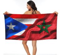 Drapeau De Porto Rico Drapeau du Maroc Serviette De Plage, Douces Serviettes De Bain Séchage Rapide Serviette De Voyage pour Piscine Natation Camping 80X130Cm