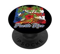 Drapeau de Porto Rico Floral Grenouille Boricua Femmes Patrimoine Hispanique PopSockets PopGrip Adhésif