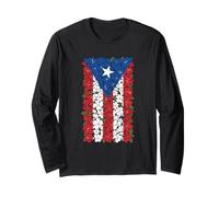 Drapeau de Porto Rico Floral Wildflower Puerto Rican Pride Manche Longue