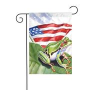 Drapeau de Porto Rico grenouille et palmiers - Drapeau de jardin imprimé 30,5 x 45,7 cm pour décoration extérieure, tissu avec manchon de 3 cm, convient pour jardin, pelouse, terrasse, balcon