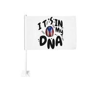 Drapeau de Porto Rico « It's My DNA » à clipser sur la vitre d'une voiture ou d'un camion. Décoration de protection solaire, bannière double face de 30 x 45 cm.