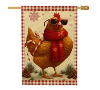 Drapeau de poulailler, écharpe festive d'hiver, lunettes de soleil d'hiver en toile de jute rouge double face, drapeaux décoratifs pour extérieur, terrasse, cour, pelouse, entrée, balcon, 71,1 x 101,6