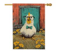 Drapeau de poulailler fantaisie, lunettes rustiques, nœud papillon d'été jaune en toile de jute double face, drapeaux décoratifs pour extérieur, cour, pelouse, patio, porte, entrée, 71,1 x 101,6 cm