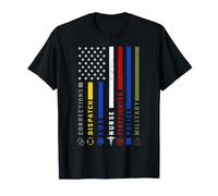 Drapeau de première Intervention en Ligne Fine pour infirmière et Police T-Shirt