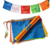 Drapeau de Prière Tibétain,7 meter Prière Bouddhiste Tibétain,Drapeau Tibétain,Multicolored 20 drapeaux 28 x 35cm Décoration extérieure