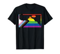 Drapeau de progrès pour Camping Montagne LGBT Rainbow Gay Pride randonnée T-Shirt Graphique avec Valeur