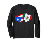 Drapeau de Puerto Rico et Mexique avec cœur Pride du Porto Ricain Manche Longue
