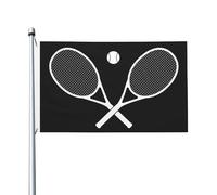 Drapeau de raquette et de tennis croisé 3 x 5 pieds, décoration extérieure, bannière, drapeau de jardin pour la maison et le jardin