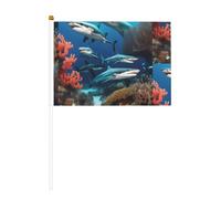 Drapeau de requin sous-marin corail imprimé double face 14 x 20,8 cm, adapté pour les activités d'équipe encourageant