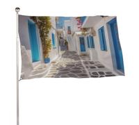 Drapeau de rue de la Grèce 119,4 x 177,8 cm - Double face - Drapeaux de bienvenue - Bannière décorative pour cour, porche, pelouse