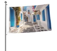 Drapeau de rue de la Grèce 61 x 91 cm Impression double face Drapeau de jardin Drapeau de cour pour l'extérieur Drapeaux de vacances Bannière cadeau avec œillets Toile de fond photo pour décoration
