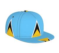 Drapeau de Sainte Lucie Casquette de Baseball à Bord Plat Mode Convient Pour Toutes Les Saisons, Bon Choix Pour Courir Et Voyager Noir