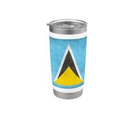 Drapeau de Sainte Lucie dans le style grungy Gobelet isotherme en acier inoxydable double paroi