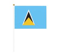 Drapeau de Sainte-Lucie - Drapeaux à main imprimés - 14 x 20,8 cm - Lot de 10