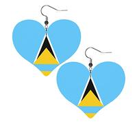 Drapeau De Sainte-Lucie Femme Boucles D'Oreilles Faux Cuir Pendantes Dangle